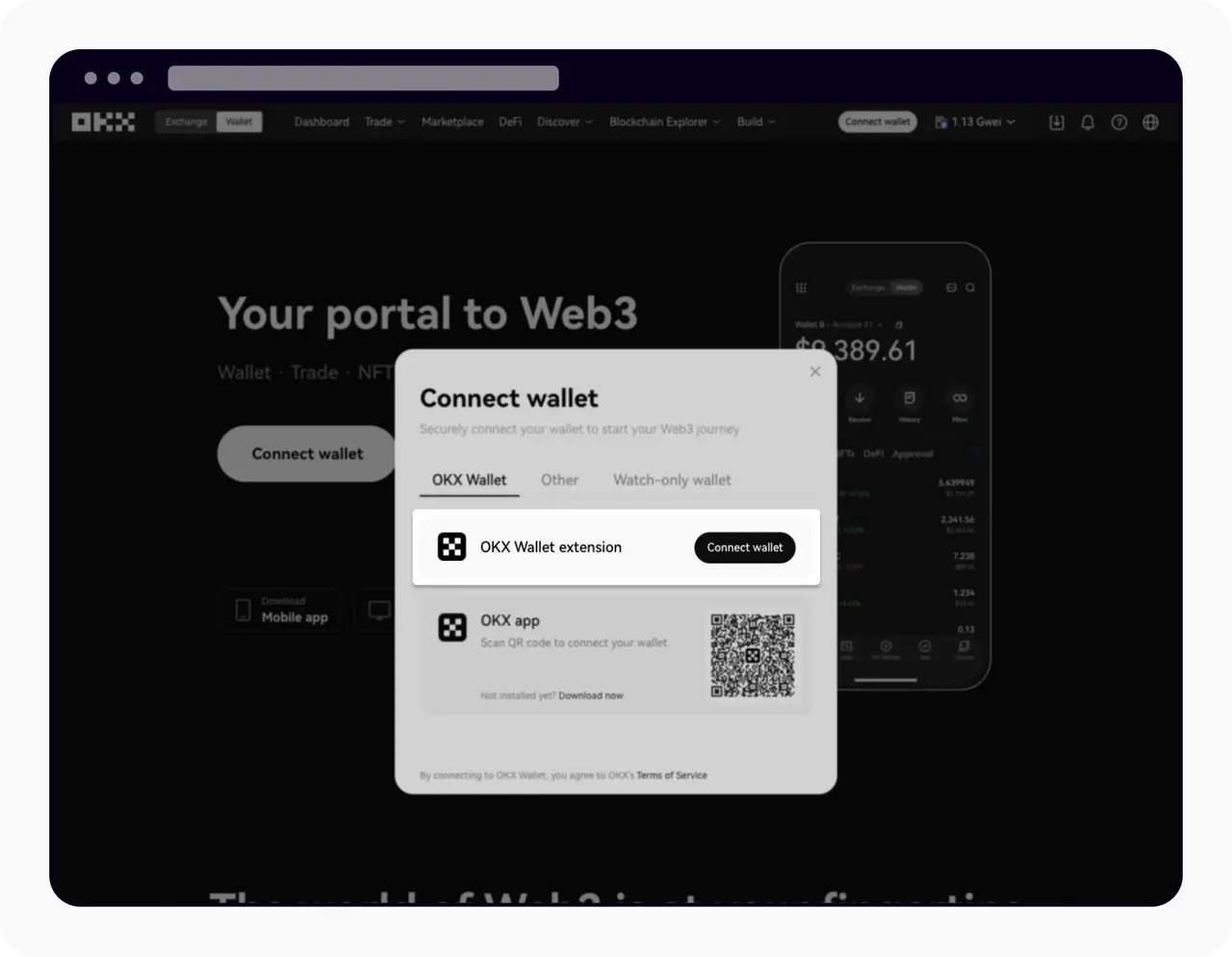 web-en-web3-connect_wallet_extension Chọn Ví ở góc trên cùng bên trái và chọn Kết nối ví để bắt đầu